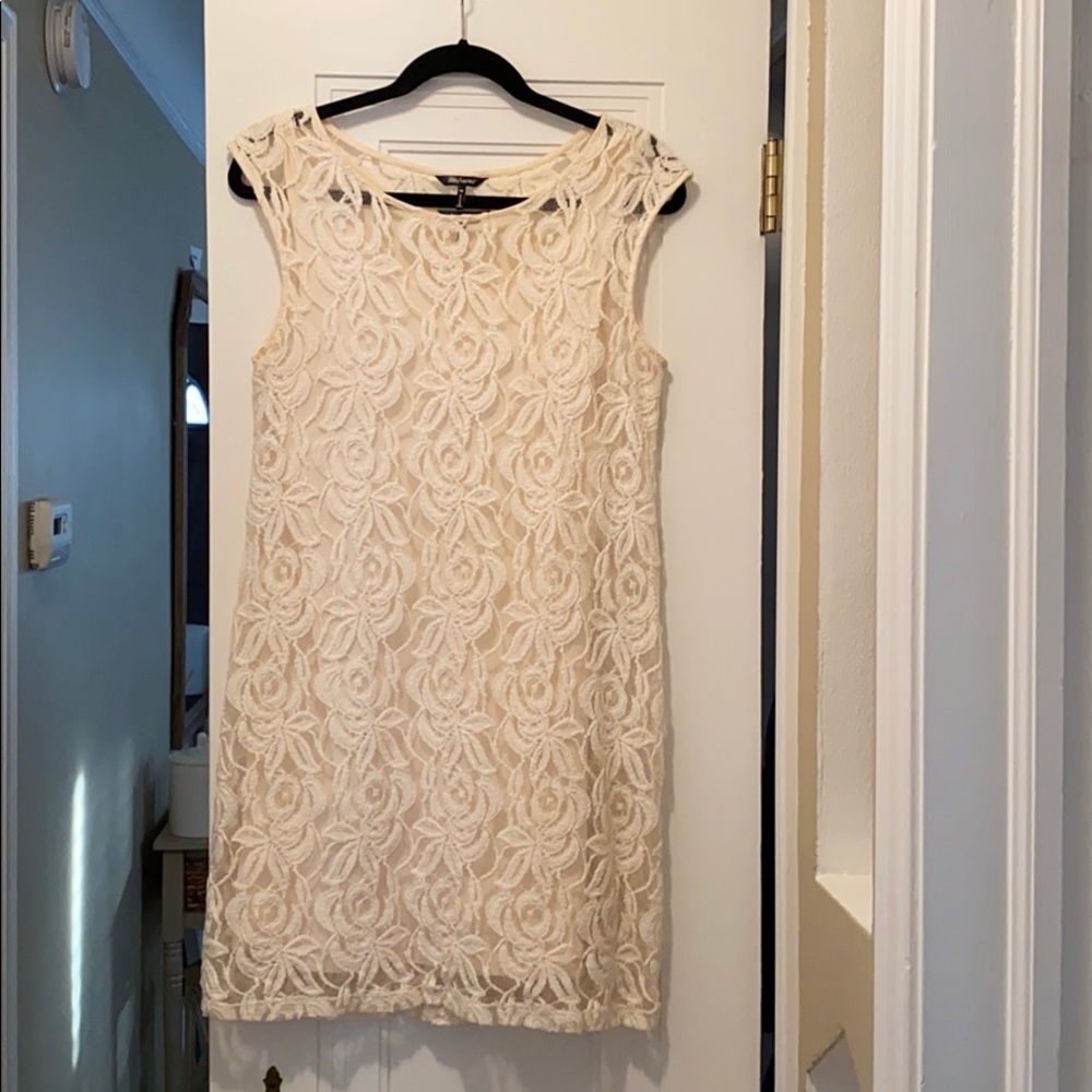 Cream lace slip dress with liner